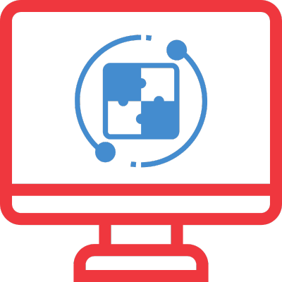 Computer monitor with a puzzle piece symbolizing problem-solving and technology.
